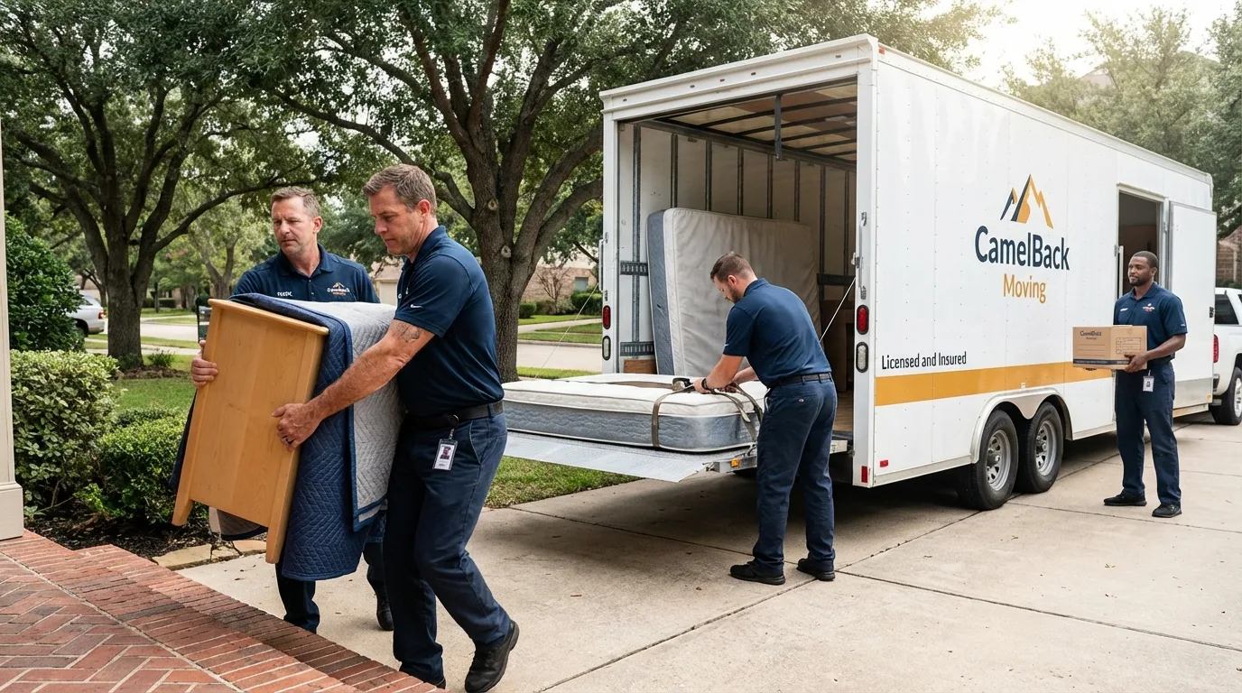 Crew loading residential truck for cross-state move from Bonney Lake, WA