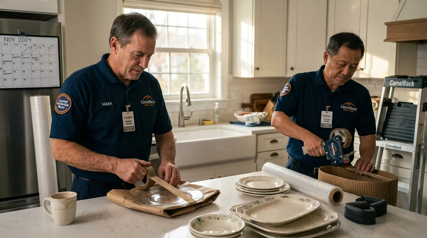 Professional crew packing kitchen dishware in Bonney Lake, WA